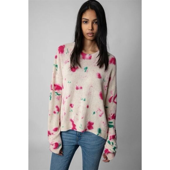Zadig and Voltaire Markus Cashmere pink tie dye sweater - Picture 3 of 11